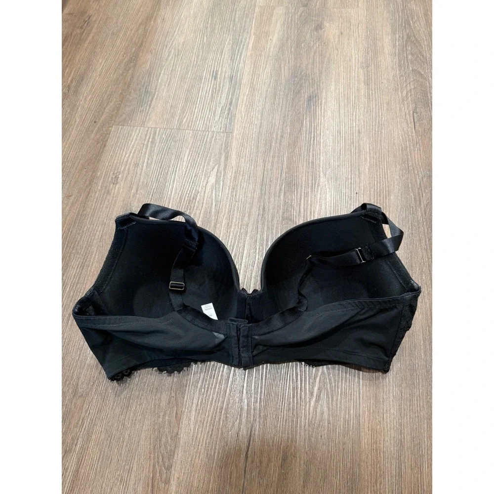 Cacique Black Floral‎ Lace Cage Strap Balconette Underwire Bra 40DDD Plus Size